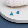 Sterling Silver Turquoise Blue Triangle Stud Earrings, thumbnail 3 of 12