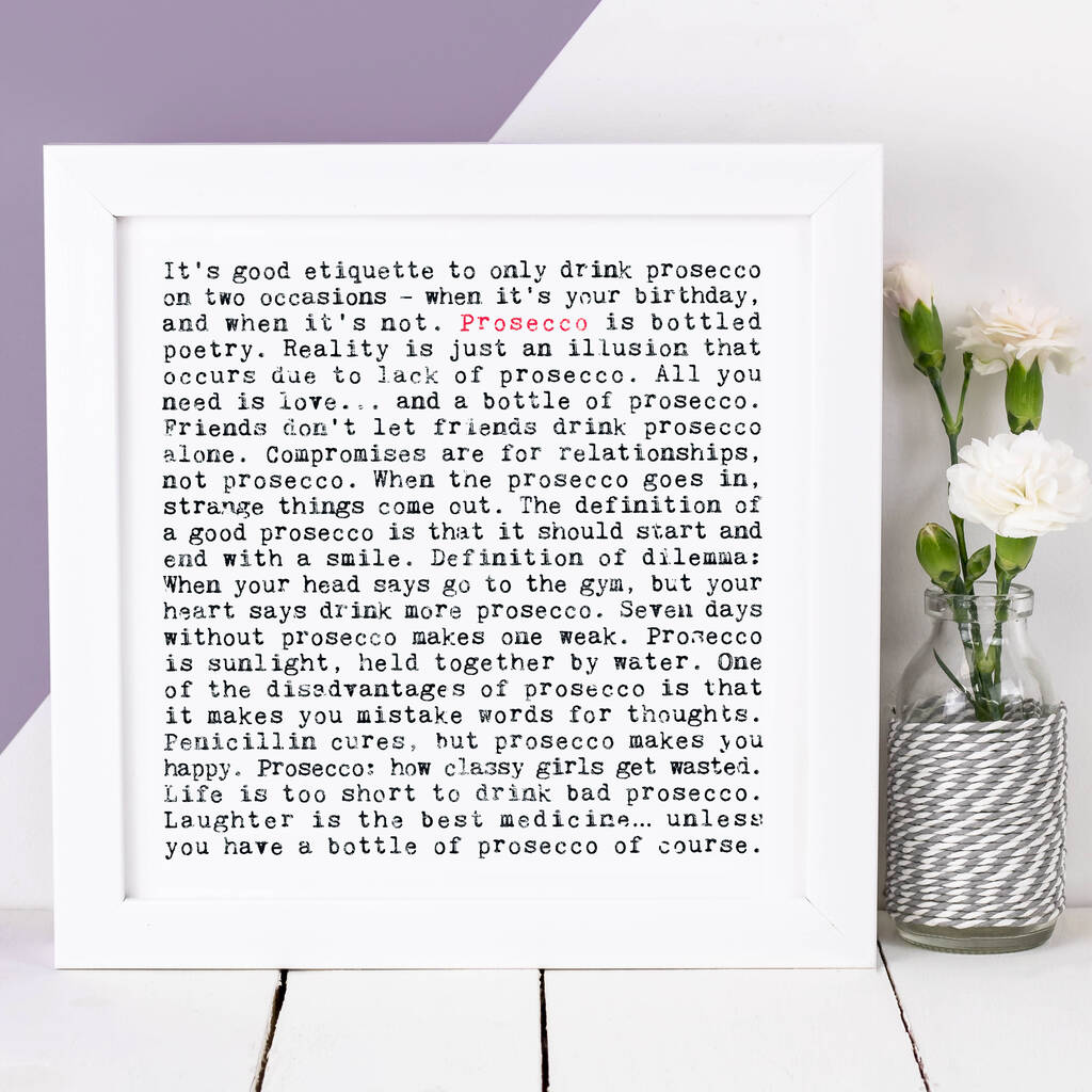 Prosecco Quotes Gift Print, 1 of 7