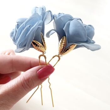 Blue Flower Hair Pins, 2 of 7