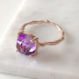 Twig Statement Ring With Square Cushion Cut Amethyst, thumbnail 1 of 4