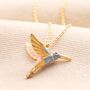 Hummingbird Pendant Necklace In Gold, thumbnail 4 of 6