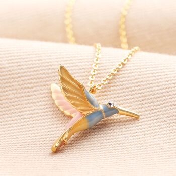 Hummingbird Pendant Necklace In Gold, 4 of 6