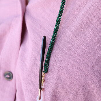Green Glass Beaded Soft 60 Cm Glass Chain Holder, 4 of 11