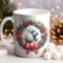 Personalised Poodle Christmas Wreath Dog Mug, thumbnail 1 of 2