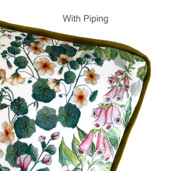 Luxury Super Soft Velvet Cushion Cottage Garden White With Optional Piping, 2 of 6