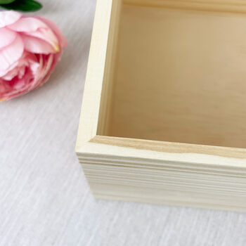 Personalised Lily Photo Memory Box In Natural Wood For Bereavement And Memorial Gift, 8 of 12