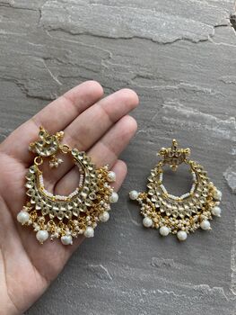 Elaiya Chandbali Gold Earrings, 4 of 5