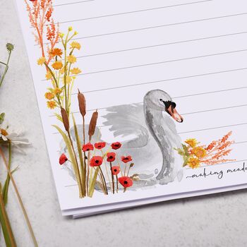 A5 Letter Writing Paper With Flower Border And Swan, 2 of 4
