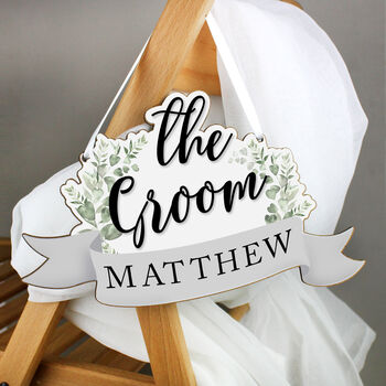 Personalised The Groom Wooden Hanging Decoration, 2 of 5