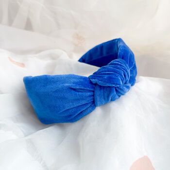 Royal Blue Velvet Knot Headband, 5 of 7