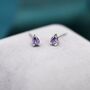 Extra Tiny Amethyst Purple Droplet Cz Stud Earrings, thumbnail 1 of 11