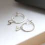 Sterling Silver Heart Charm Hoop Earrings, thumbnail 2 of 4