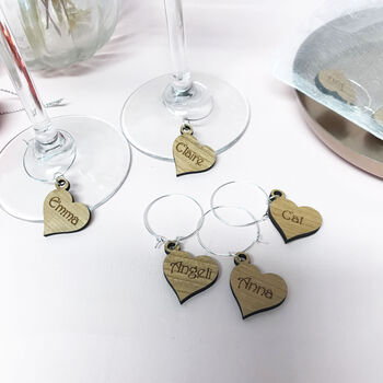 Personalised Five Party Heart Wine Glass Charms, 4 of 12