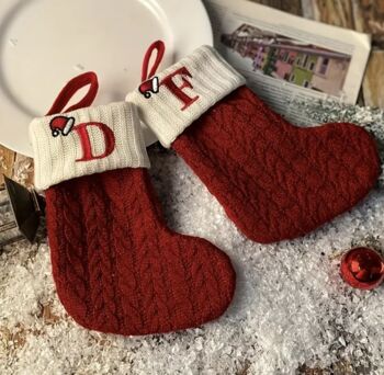 Mini Knitted Letter Christmas Stockings, 3 of 5