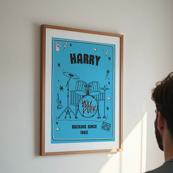 Personalised 'You Rock' Rock 'N' Roll Drummer Wall Art Print, 2 of 5