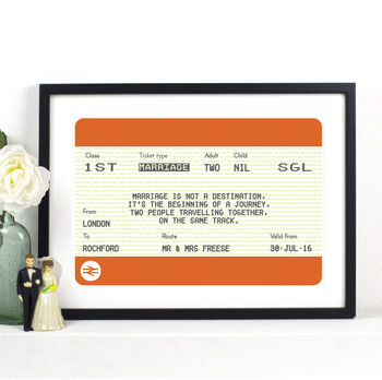 Personalised Train Ticket Wedding Print, 2 of 2