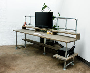 Ethan Scaffolding Board Desk With Monitor Mount Rails, 5 of 8