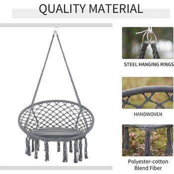 Outdoor Cotton Polyester Macrame Hanging Chair Hammock, 4 of 7