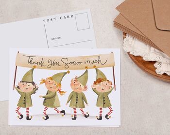 Christmas Elves Thank You A6 Postcard Pack, 2 of 3