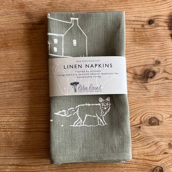 Winter Fox Linen Napkins Set Of Two, 4 of 7