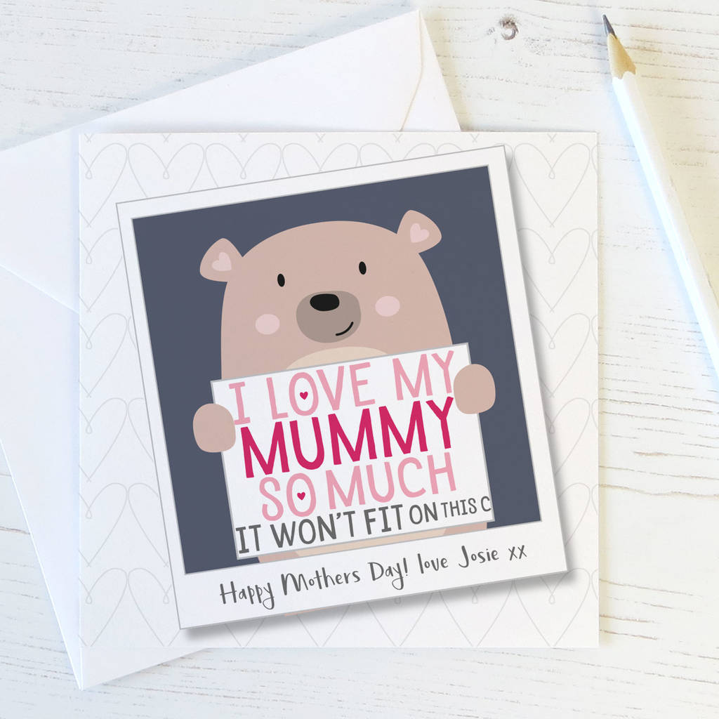 Personalised Bear Card For Mum, Mummy Or Mama By Wink Design