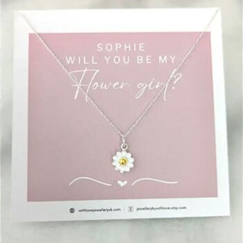 Sterling Silver Flower Girl Necklace Wedding Gift Set, 10 of 11