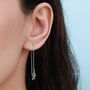 Delicate Cz Leaf Threader Earrings In Sterling Silver, thumbnail 5 of 11