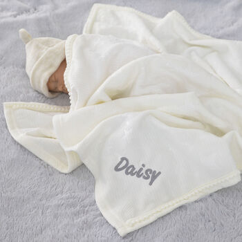 Personalised Embossed Star Ivory Baby Blanket, 3 of 7