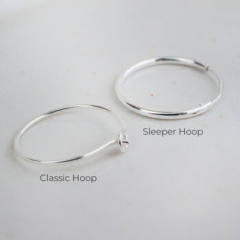Sterling Silver Textured Circle Charm Hoops, 3 of 10