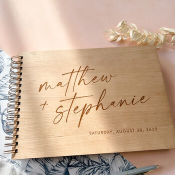 Wooden Calligraphy Style Wedding Guestbook Alternative, 8 of 10