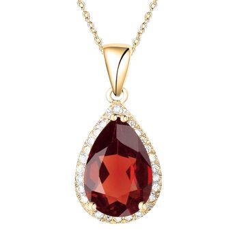Garnet 18k Gold Plated Pear Drop Necklace, 3 of 4