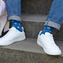 Recycled Ribbed Light Blue And Peace Blue Men's Socks, thumbnail 3 of 6