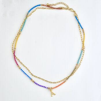 Boho Initial Gold And Beaded Double Strand Necklace, 4 of 6