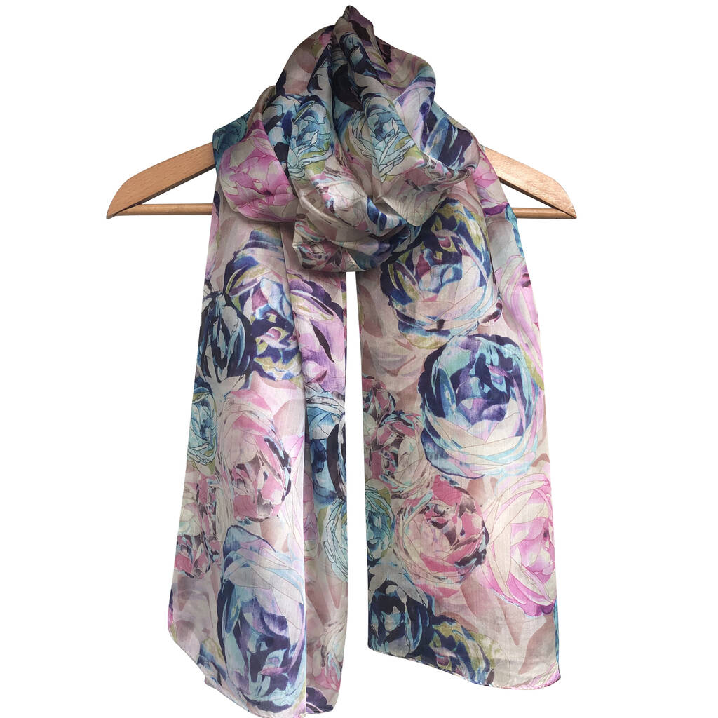 Large 'Summer Rose' Pure Silk Scarf, 1 of 3