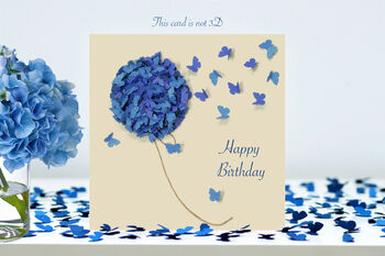 Mother Birthday Blue Hydrangea Butterflies Card, Not 3D, 9 of 12