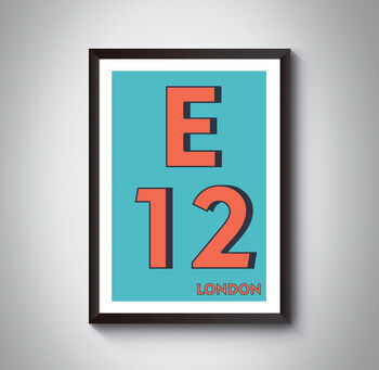 E12 Newham, Redbridge Typography Postcode Print, 3 of 10