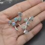 Fire Opal Silver Earrings: October Birthstone, thumbnail 2 of 7