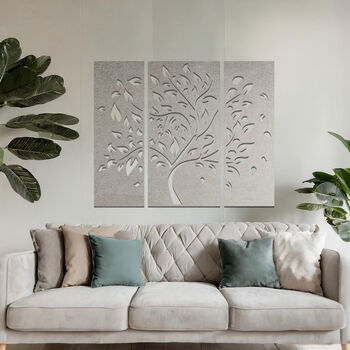 Elegant Metal Tree Triptych Wall Art For Living Room Bedroom Or Hallway Decor, 6 of 11