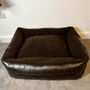 Woven Effect Vegan Leather Fleece Lined Sofa Dog Bed, thumbnail 3 of 8