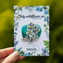 Wildflower Forget Me Not Eco Wooden Pin Brooch, thumbnail 6 of 7