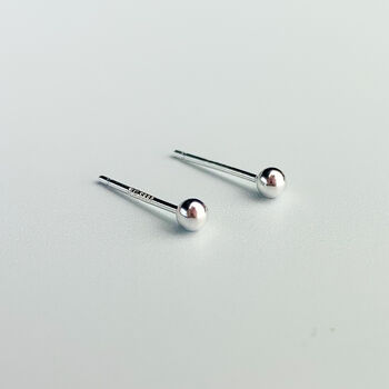 Sterling Silver Simple Ball Stud Earrings, Two Sizes, 5 of 7