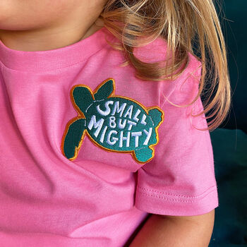 Embroidered 'Small But Mighty' Sew On Turtle Badge, 6 of 6