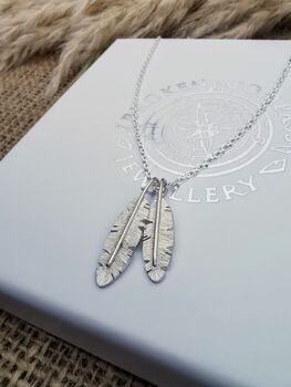 Mum And Daughter Sterling Silver Feather Necklace, 3 of 12