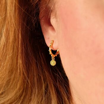 Celestial Boho Hoop Earrings Gold Vermeil, 2 of 4