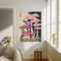 Purple And Pink Japanese Mushroom Art Print, thumbnail 2 of 4