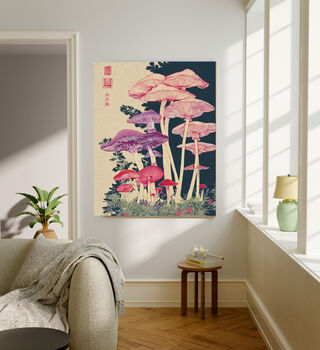 Purple And Pink Japanese Mushroom Art Print, 2 of 4