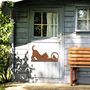 Metal Cat And Bird Garden Sculpture: Fence Metal Decor, thumbnail 10 of 11