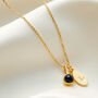 Personalised Sapphire Birthstone 45th Wedding Anniversary Necklace With Initial Charm, thumbnail 1 of 7