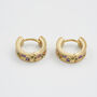 Gold Folksy Floral Huggie Earrings, thumbnail 3 of 8