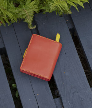 Personalised Small Mutlicolour Red Leather Purse Rfid Protected, 8 of 9